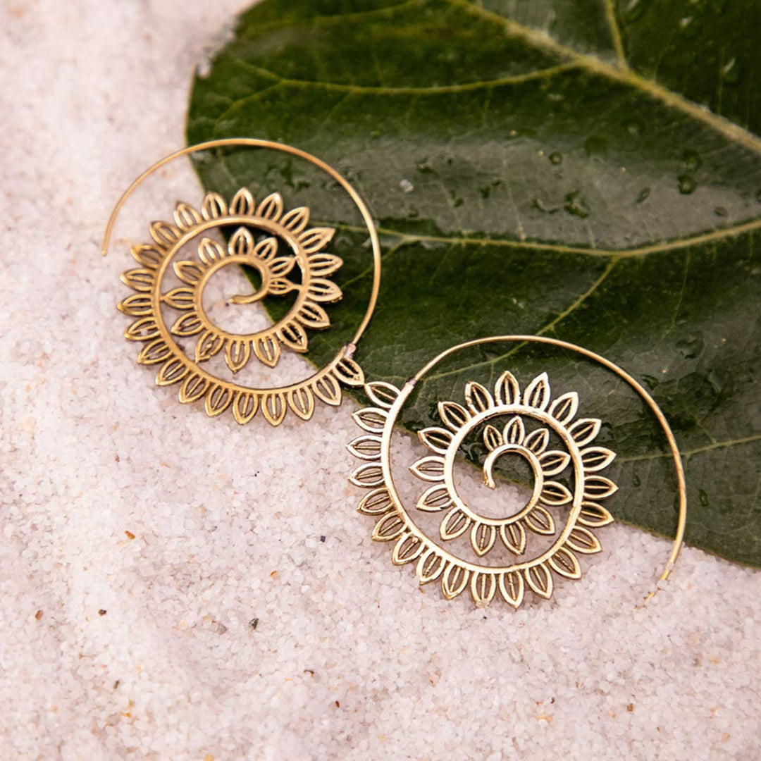 Handcrafted Western Gold Plated Brass Earrings
