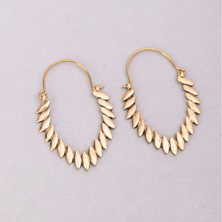 Handcrafted Western Work Wear Gold Plated Brass Earrings