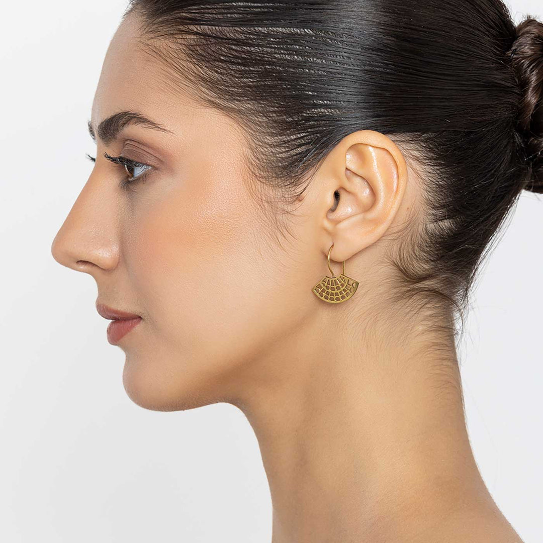 Handcrafted Western Work Wear Gold Plated Brass Earrings