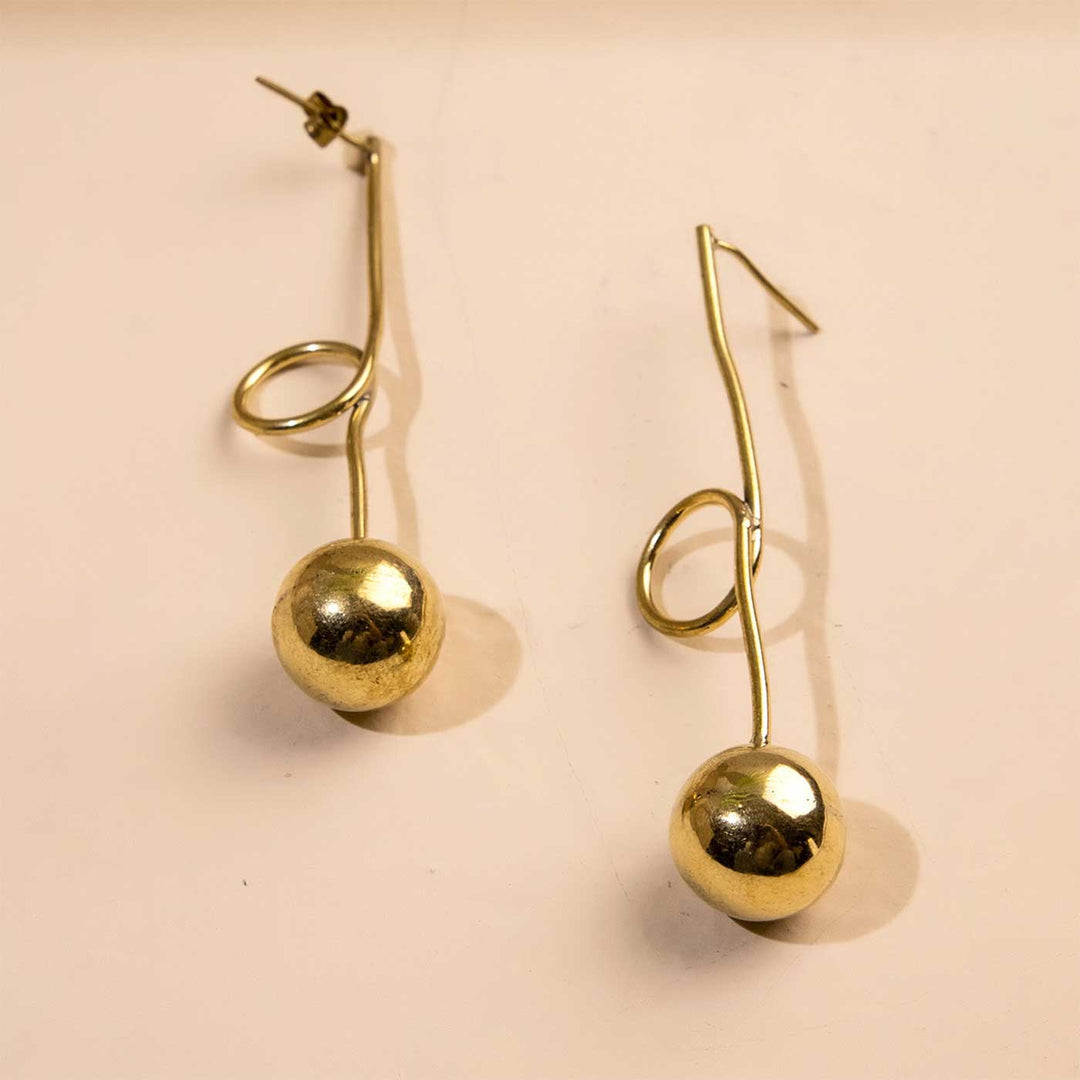 Handcrafted Minimal Party Wear Gold Plated Brass Earrings