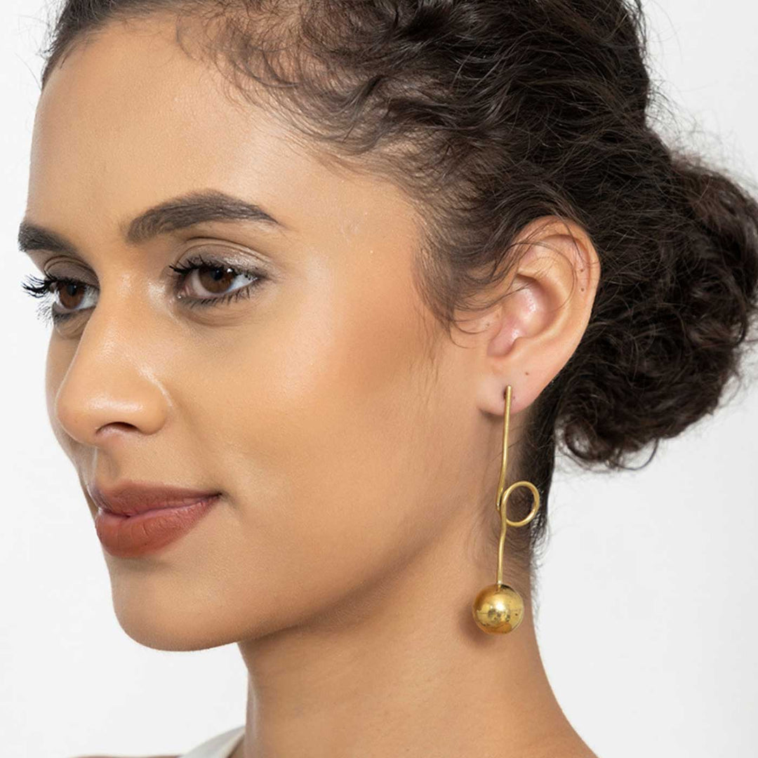 Handcrafted Minimal Party Wear Gold Plated Brass Earrings