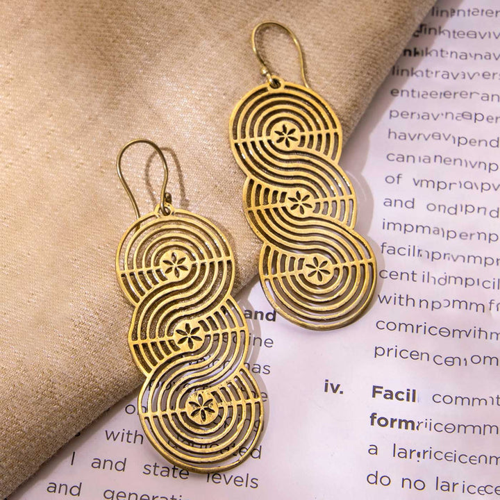 Minimal Handcrafted Festive Wear Gold Plated Brass Earrings