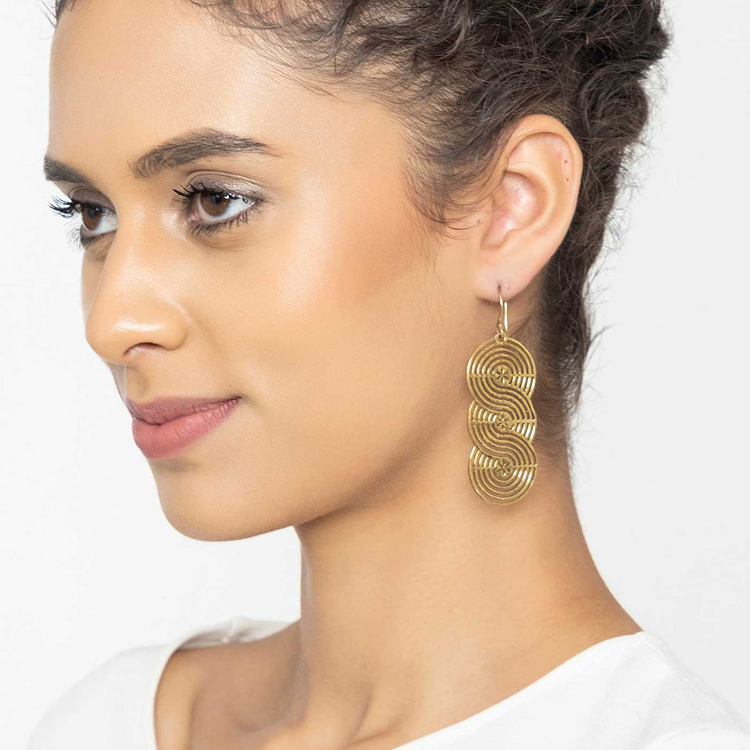 Minimal Handcrafted Festive Wear Gold Plated Brass Earrings