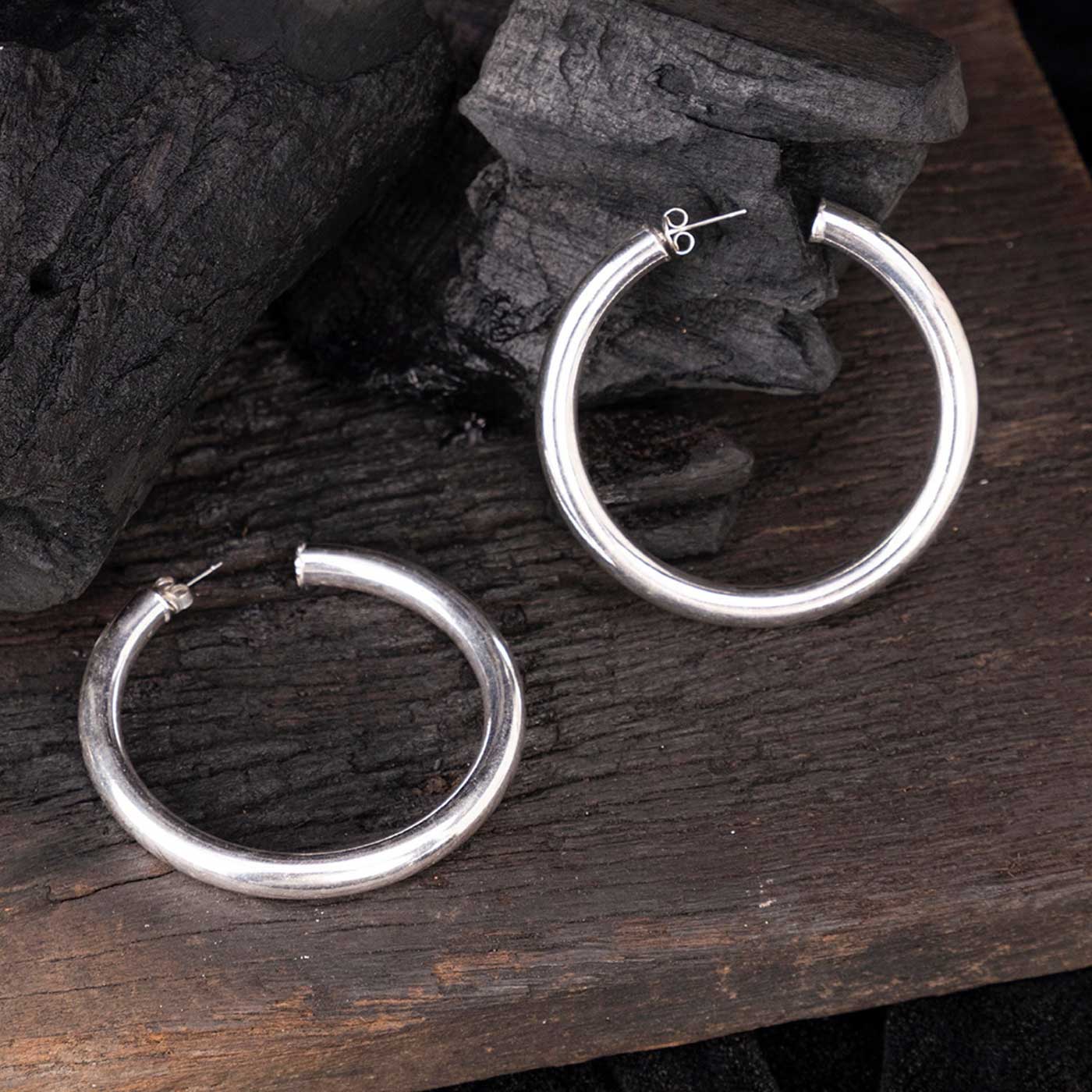 Silver Emerson Hoop Earrings | New Guarde Collection | Adornmonde