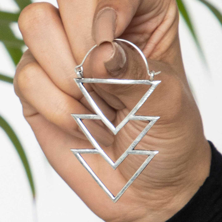 Handcrafted Statement Party Wear Silver Plated Brass Earrings