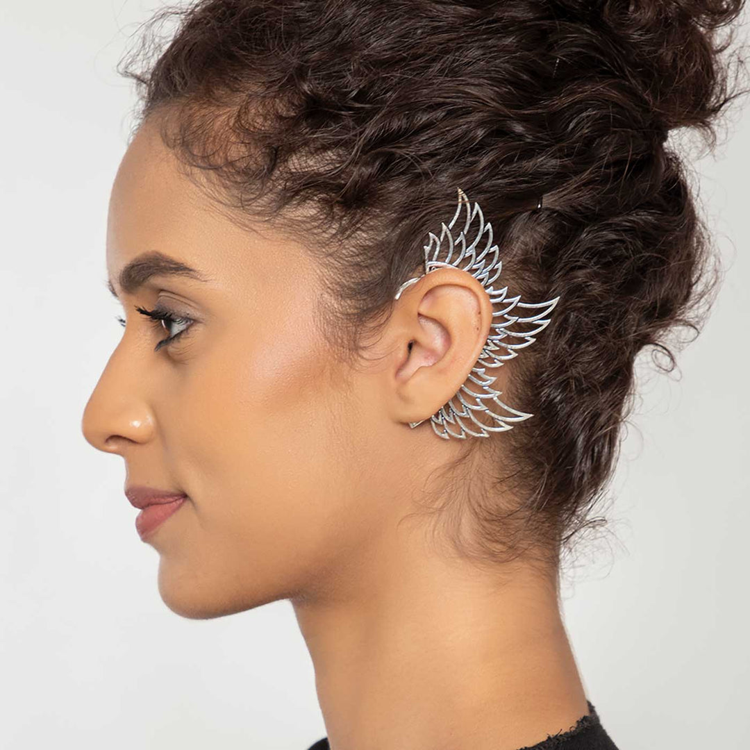 Handcrafted Contemporary Silver Plated Ear Cuff Earrings