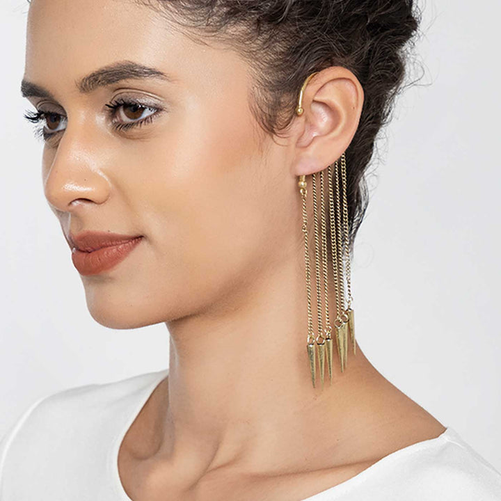 Handcrafted Silver/ Gold Toned Contemporary Ear Cuff Earrings
