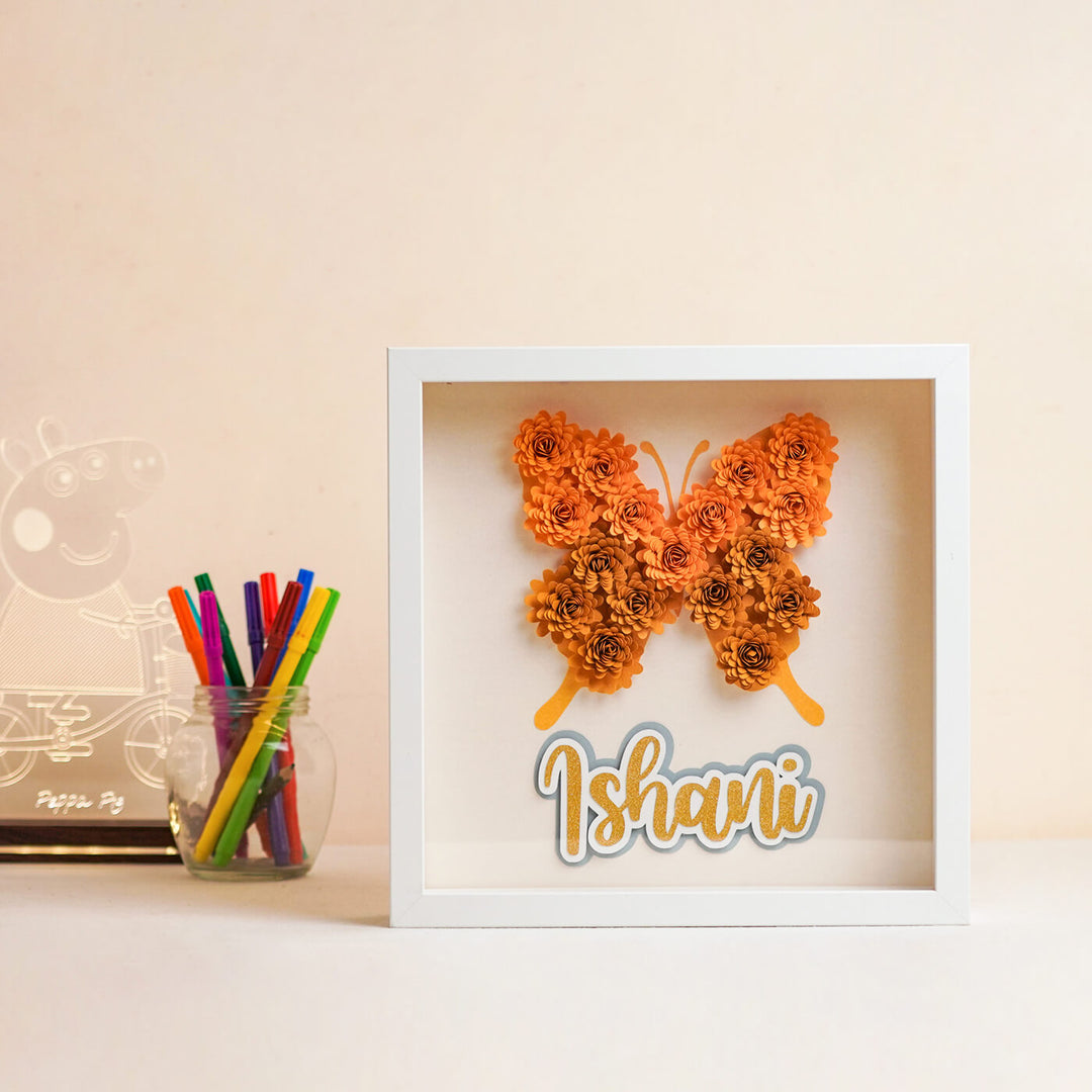 Personalized Paper Quilled Shadow Frame Nameplate For Kids