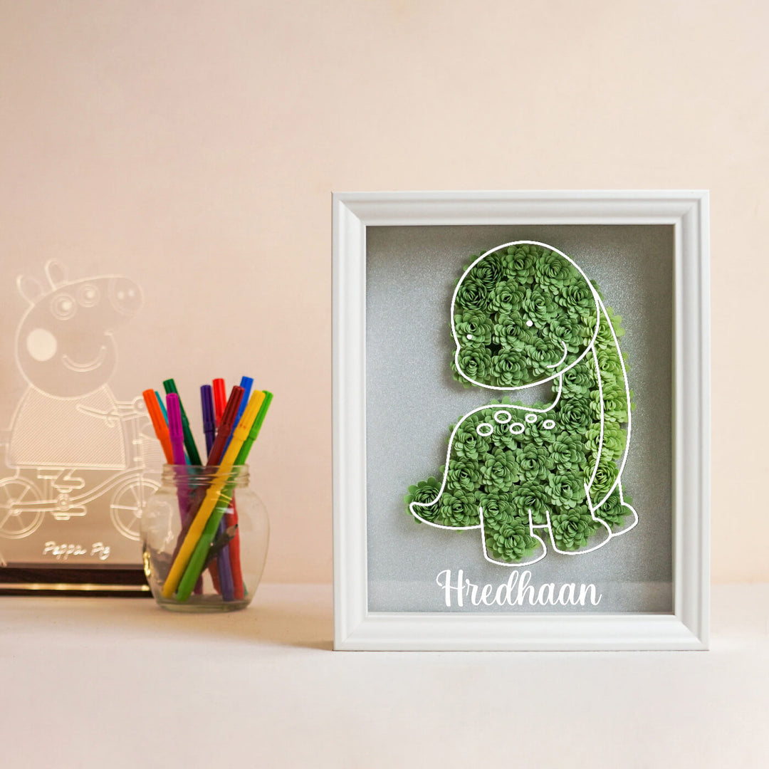 Personalized Paper Quilled Shadow Frame Nameplate For Kids - Zwende