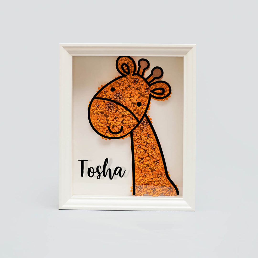 Personalized Paper Quilled Shadow Frame Nameplate For Kids - Zwende