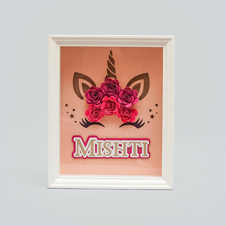 Personalized Paper Quilled Shadow Frame Nameplate For Kids - Zwende