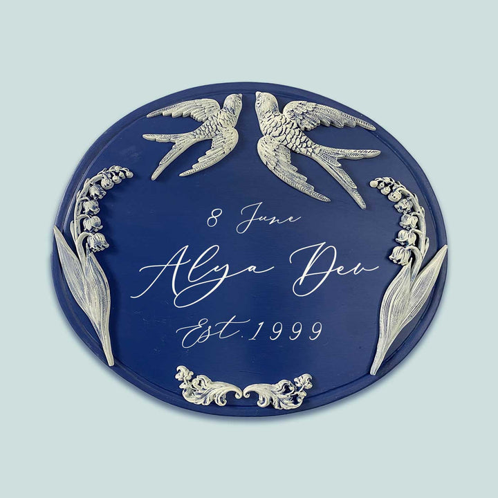 Handpainted Baroque Wood Resin Personalized Name Plate 5 - Front View with Name Personalization