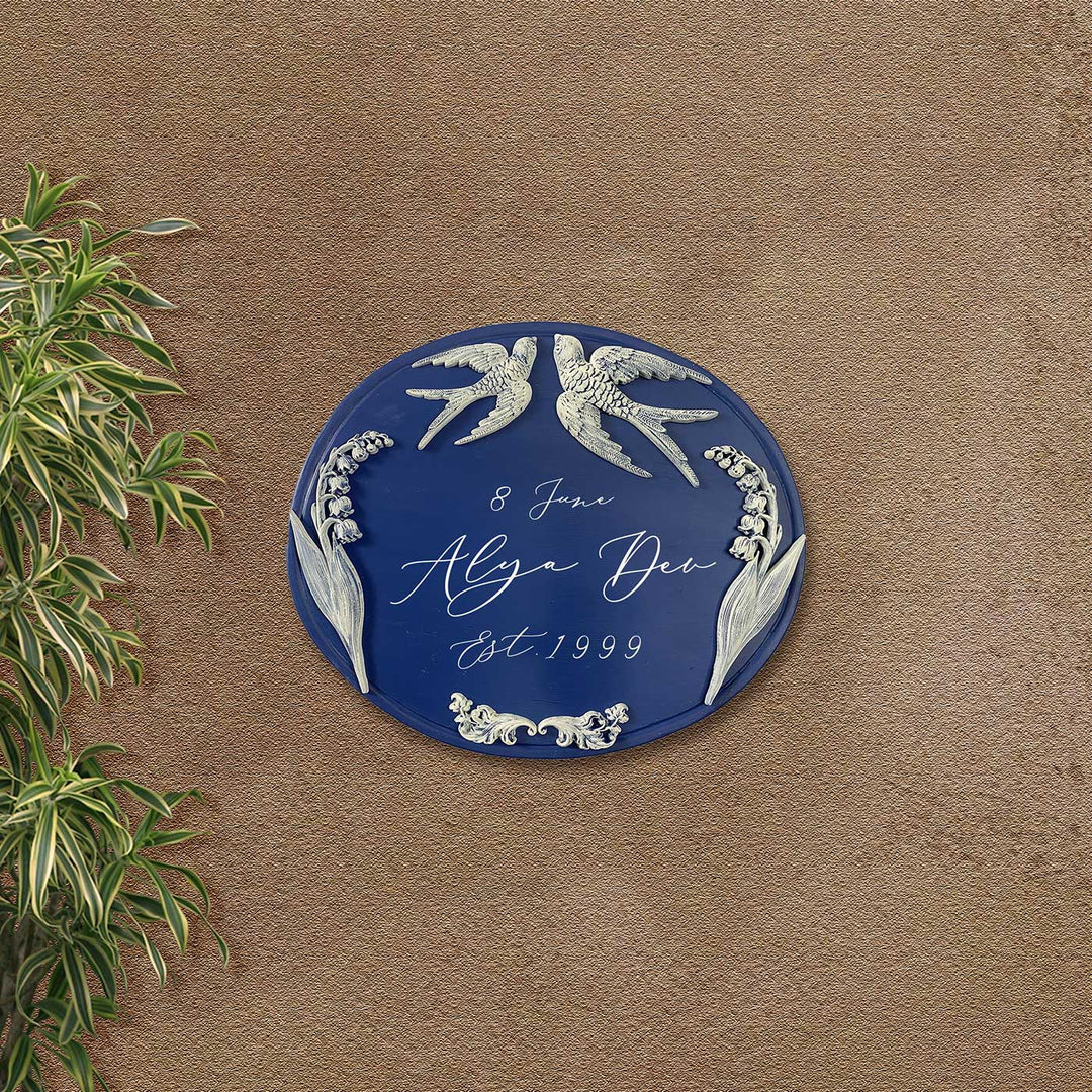 Handpainted Baroque Wood Resin Personalized Name Plate 5 - Mounted on Wall Display