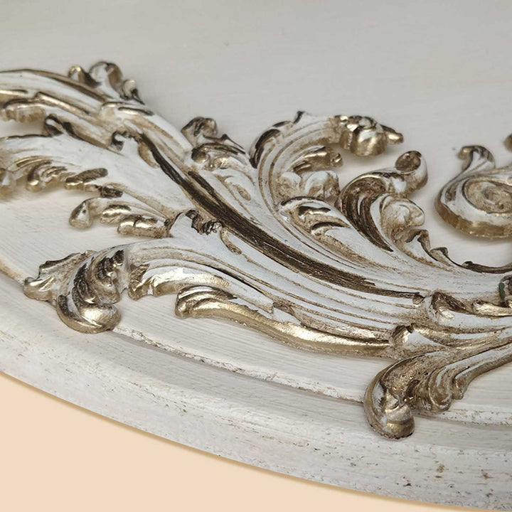 Hindi Marathi Handpainted Baroque Wood Resin Personalized Nameplate - Ornate Carving Detail Close-up