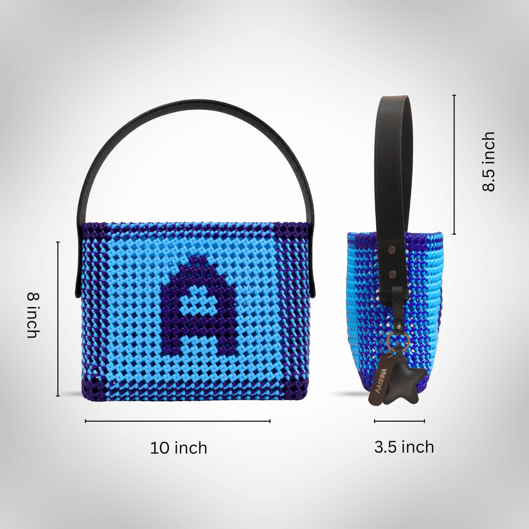 Blue Personalized Monogram Handmade Wire Koodai Handbag