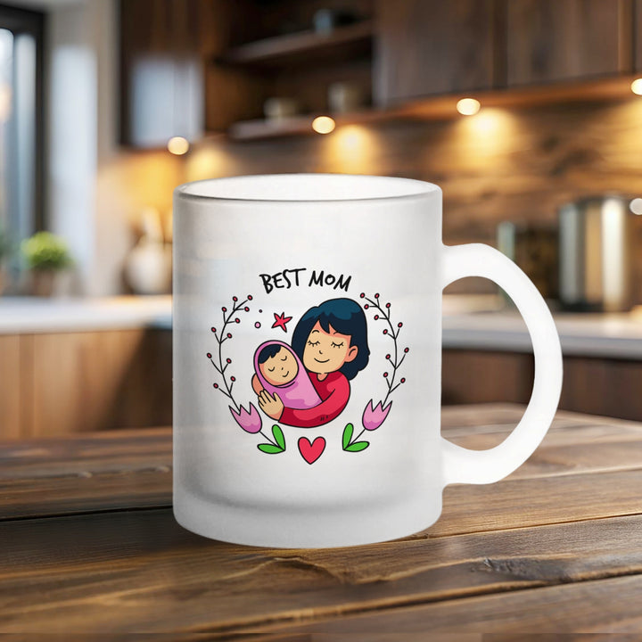 Printed Mom And Child Theme Glass Mug