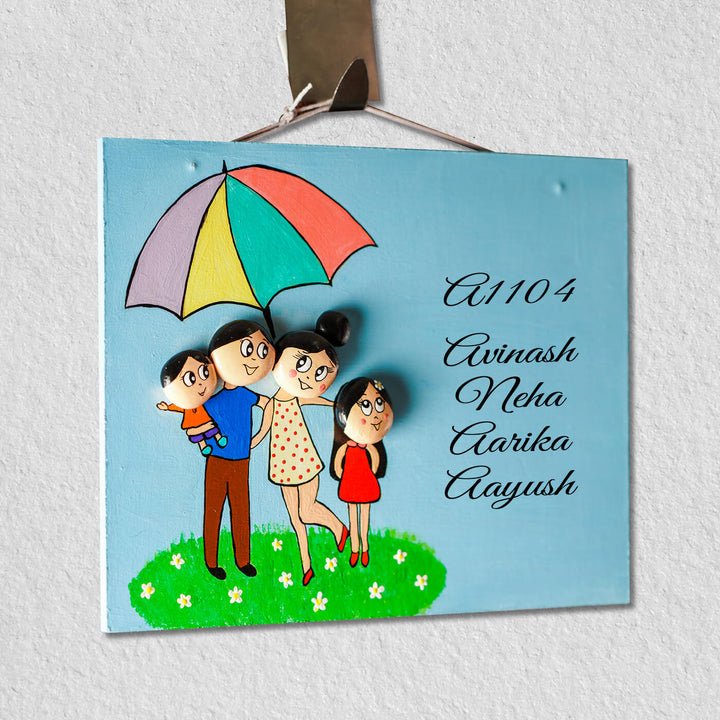 Handpainted Clay Pebble Nameboard for Family