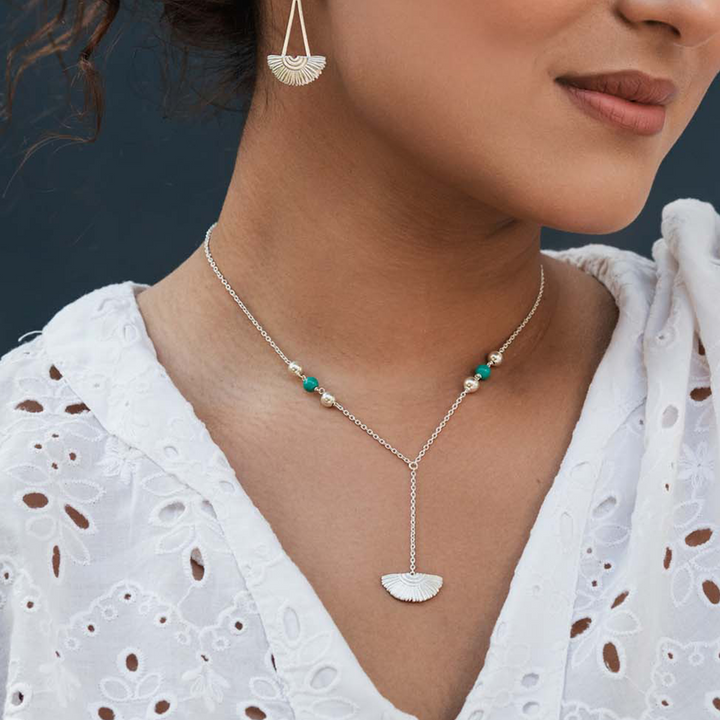 Handmade Beaded Suncrest Silver Necklace