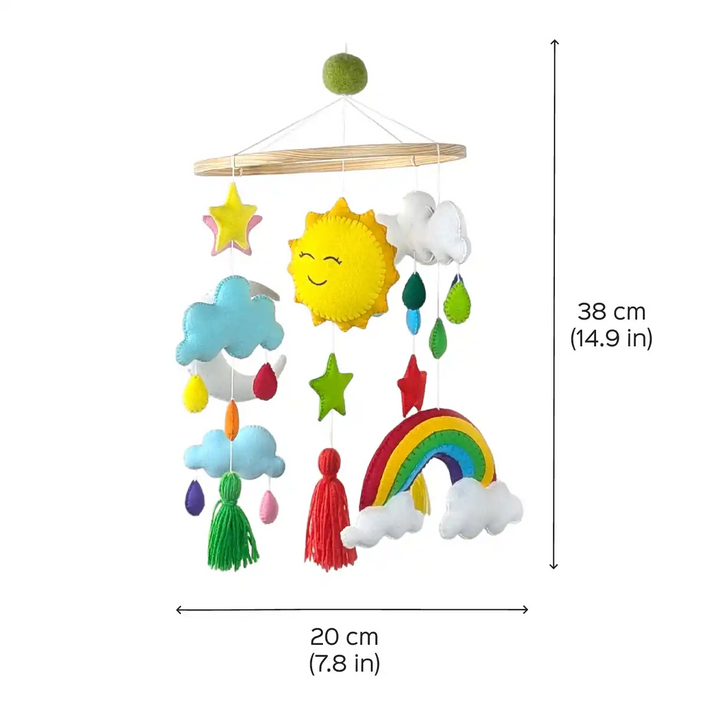Handmade Sun & Rainbow Theme Felt Cot Mobile