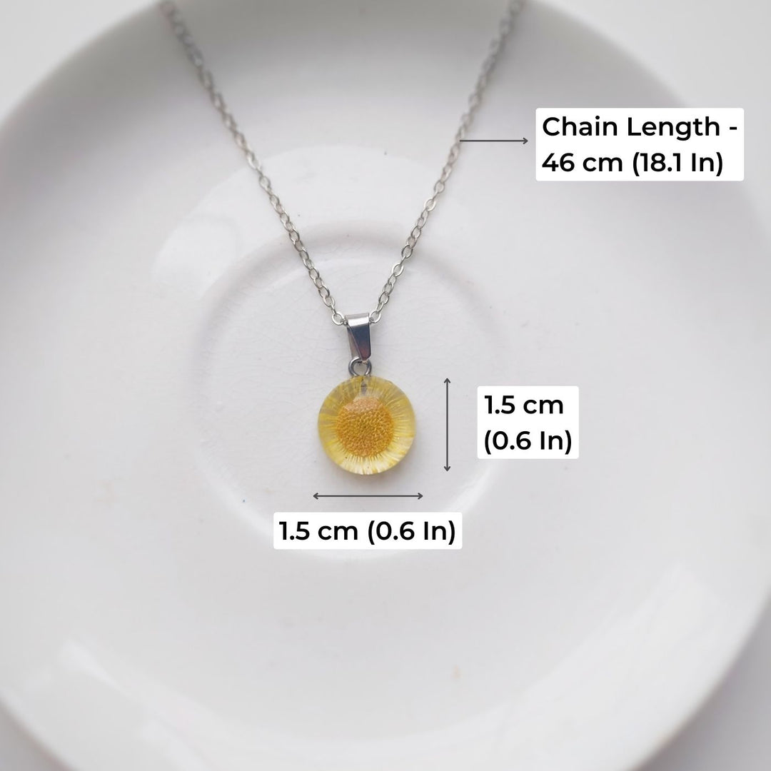 Sunshine Preserved Flower Necklace - Yellow Aster