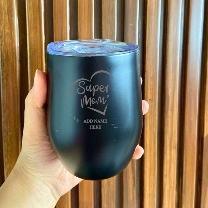 Personalized Handmade Engraved Super Mom Stainless Steel Tumbler
