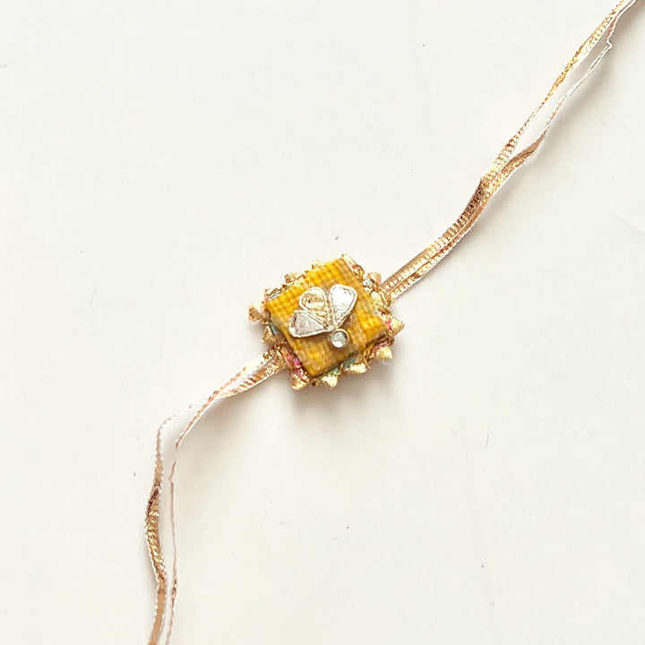 Handcrafted Gota Patti "Surya" Couple Rakhi & Lumba Set With Roli Chawal for Bhaiya Bhabhi