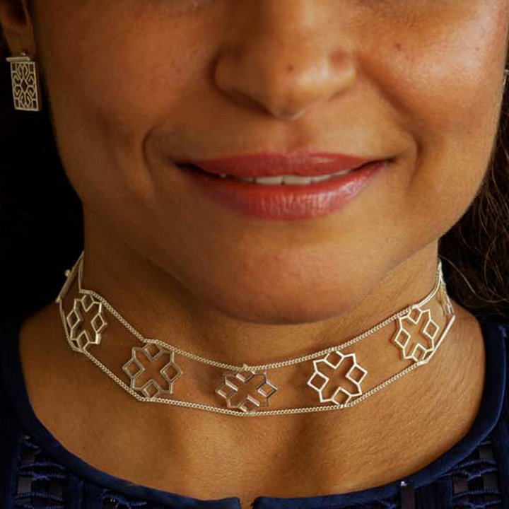 Handmade Sutra Silver Choker Necklace