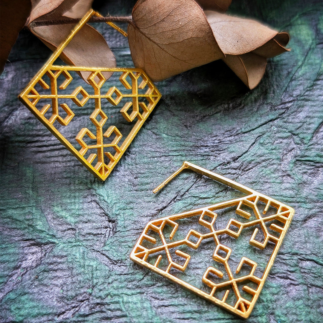 Statement Swara 22k Gold Plated Silver Earrings