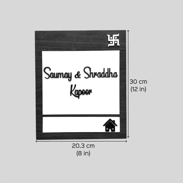 Personalized Swastika Theme Mdf Wood Name Plate