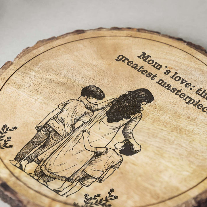 Personalized Hand Carved Engraved Mom And Sons Theme Wooden Decorative Plaque