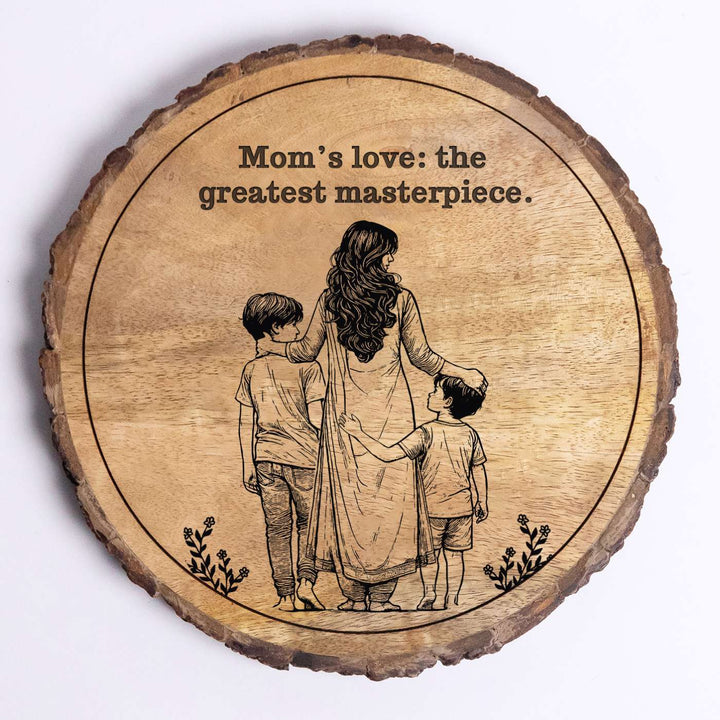 Personalized Hand Carved Engraved Mom And Sons Theme Wooden Decorative Plaque
