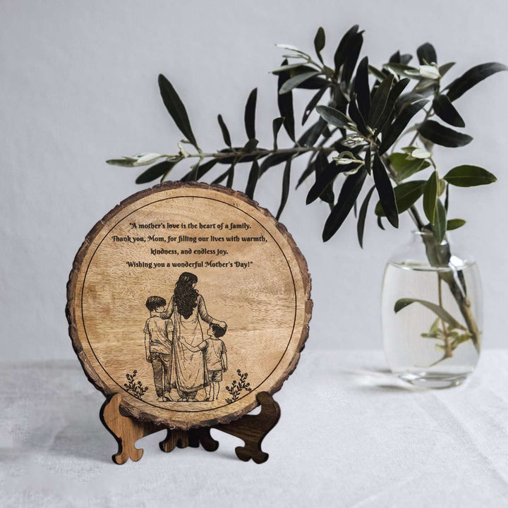 Personalized Hand Carved Engraved Mom And Sons Theme Wooden Decorative Plaque