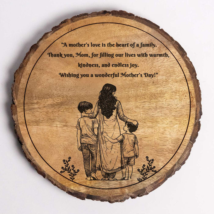 Personalized Hand Carved Engraved Mom And Sons Theme Wooden Decorative Plaque