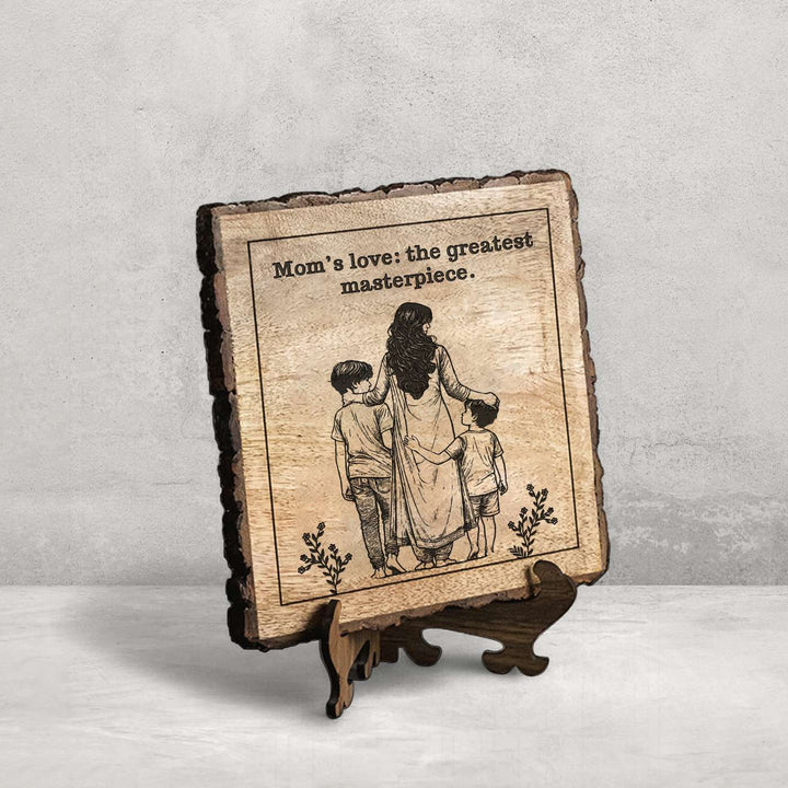 Personalized Hand Carved Engraved Mom And Sons Theme Wooden Decorative Plaque