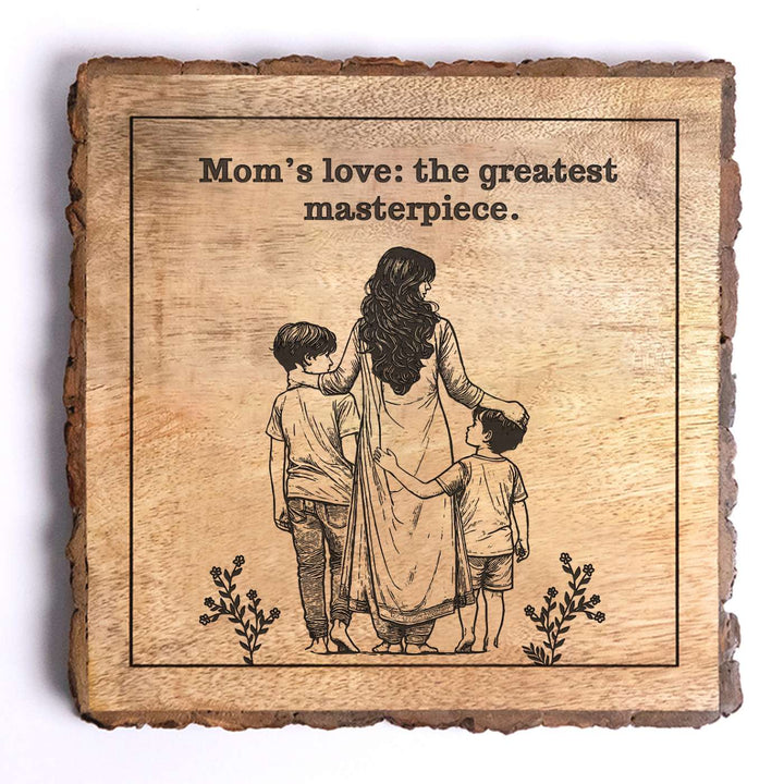 Personalized Hand Carved Engraved Mom And Sons Theme Wooden Decorative Plaque