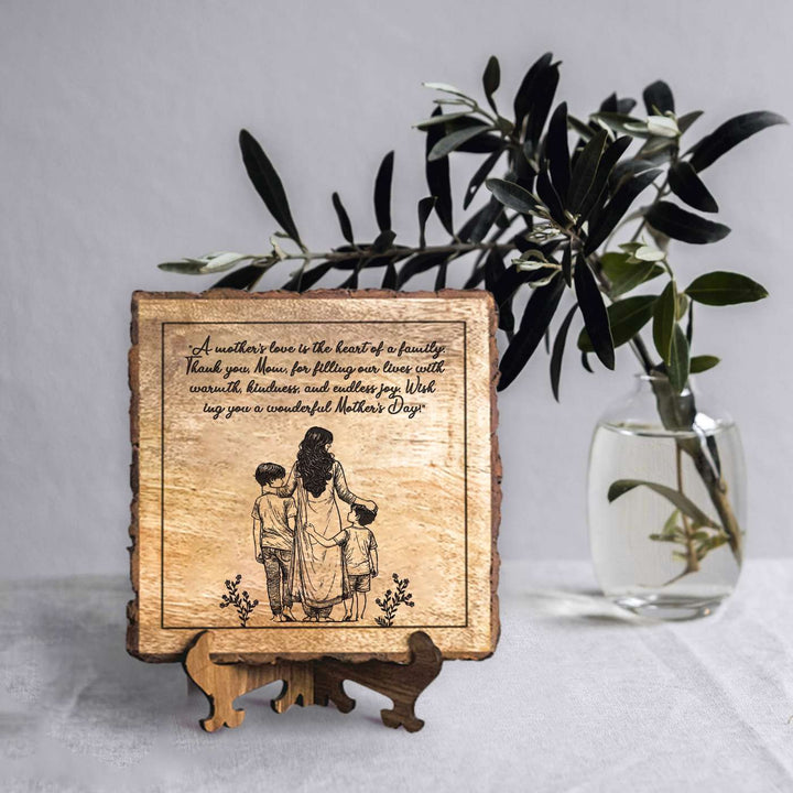 Personalized Hand Carved Engraved Mom And Sons Theme Wooden Decorative Plaque