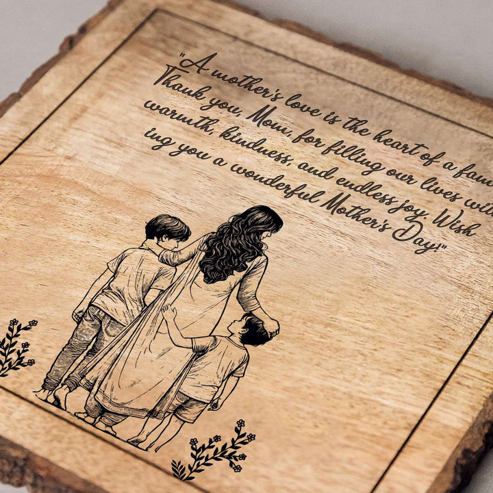 Personalized Hand Carved Engraved Mom And Sons Theme Wooden Decorative Plaque