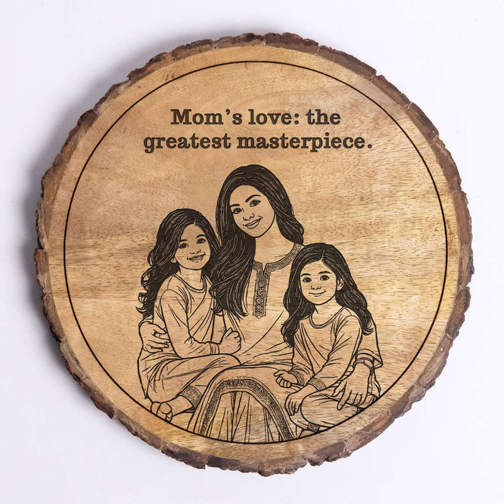 Personalized Hand Carved Engraved Mom And Daughter Theme Wooden Decorative Plaque