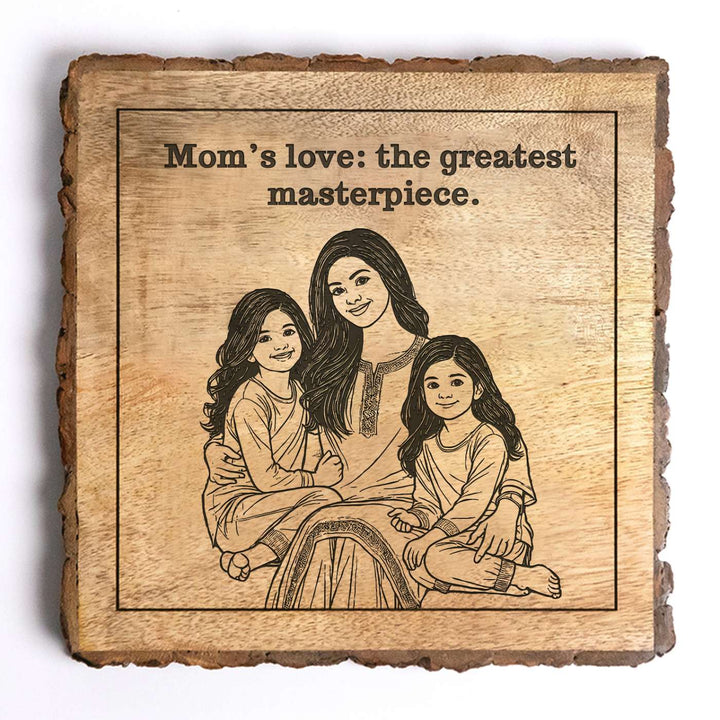Personalized Hand Carved Engraved Mom And Daughter Theme Wooden Decorative Plaque