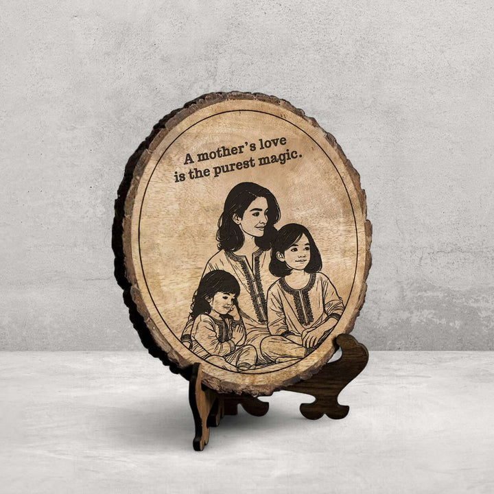 Personalized Hand Carved Engraved Mom And Daughter Theme Wooden Decorative Plaque