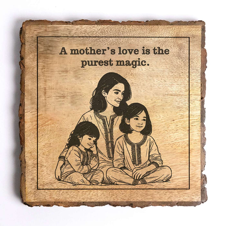 Personalized Hand Carved Engraved Mom And Daughter Theme Wooden Decorative Plaque