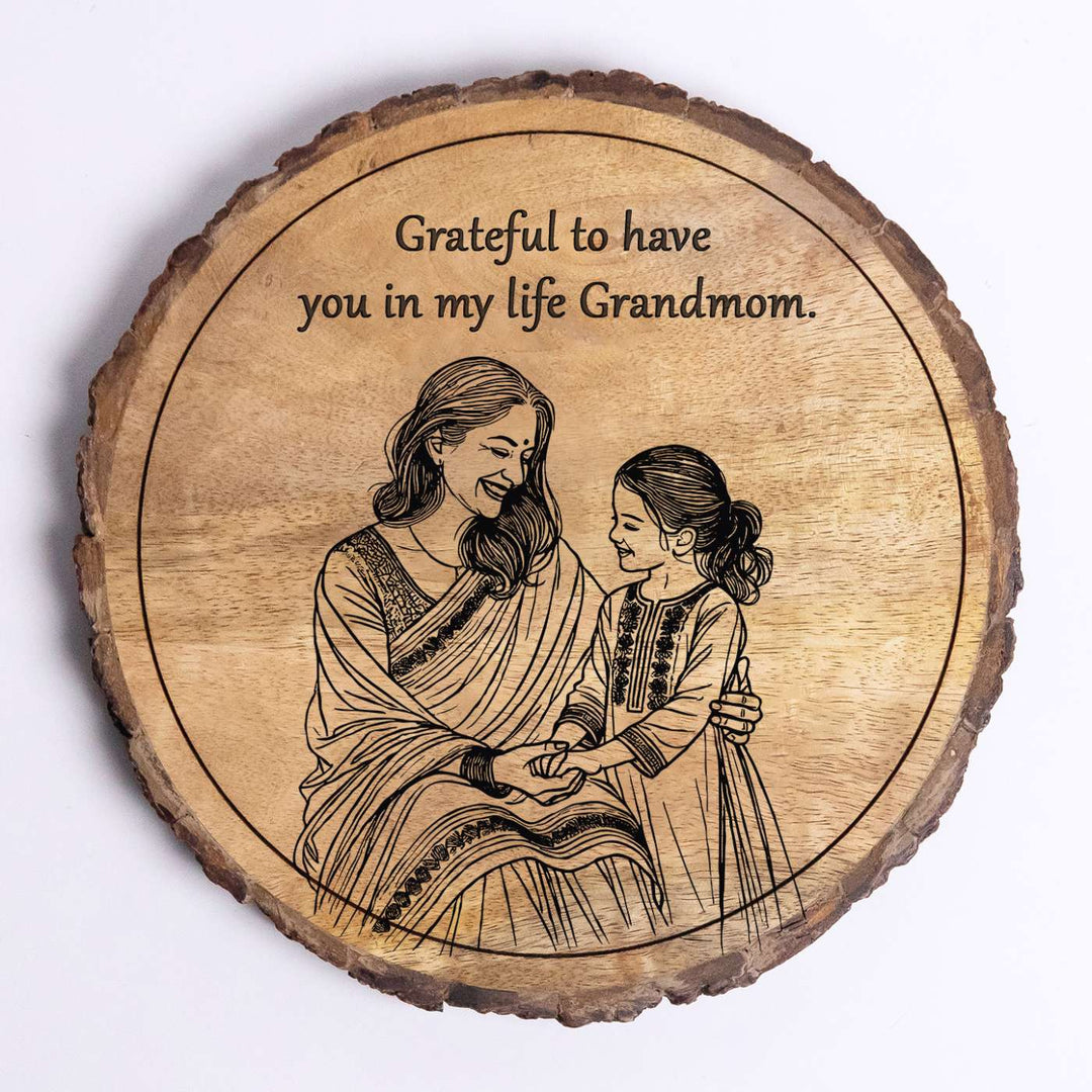 Personalized Hand Carved Engraved Mom And Daughter Theme Wooden Decorative Plaque