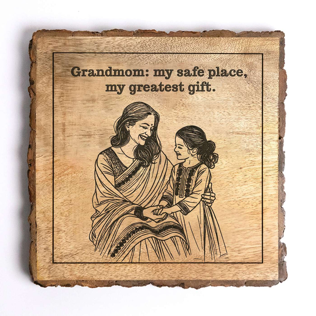 Personalized Hand Carved Engraved Mom And Daughter Theme Wooden Decorative Plaque