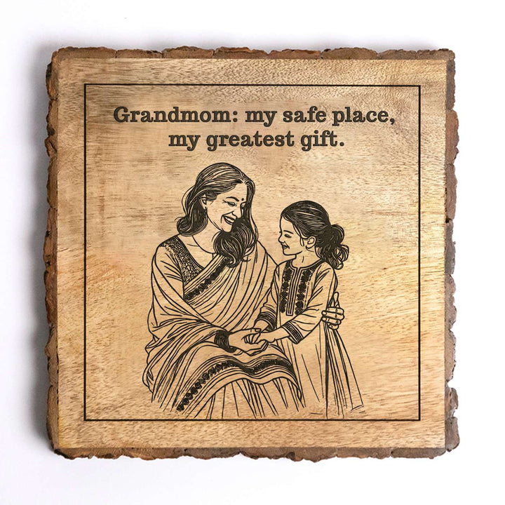 Personalized Hand Carved Engraved Mom And Daughter Theme Wooden Decorative Plaque