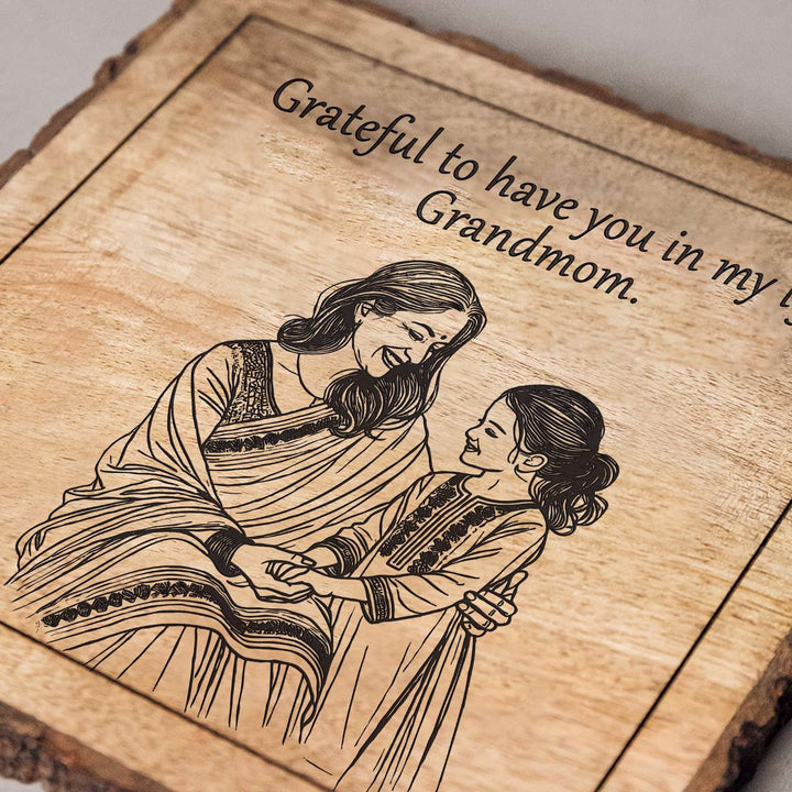 Personalized Hand Carved Engraved Mom And Daughter Theme Wooden Decorative Plaque