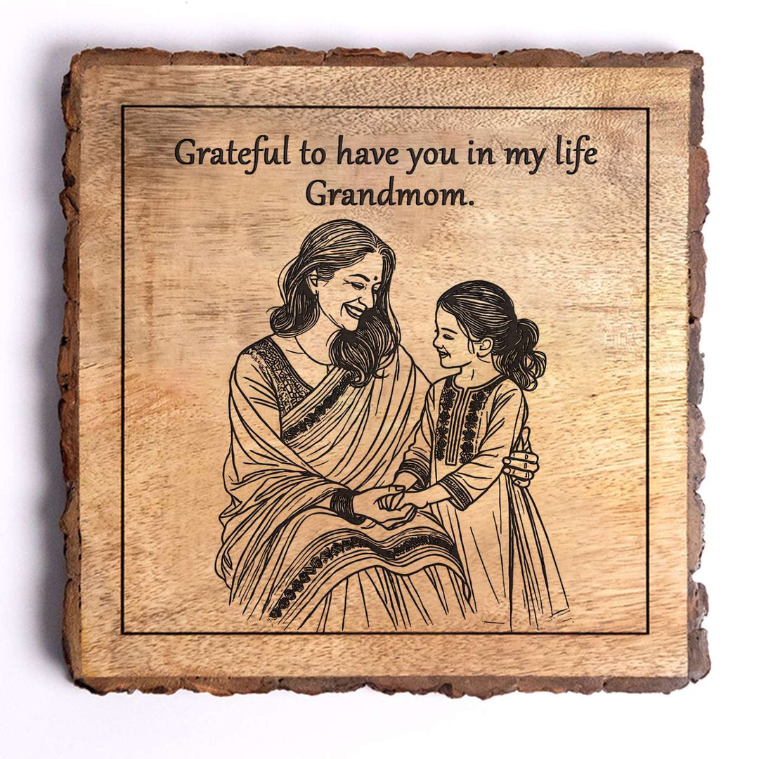 Personalized Hand Carved Engraved Mom And Daughter Theme Wooden Decorative Plaque