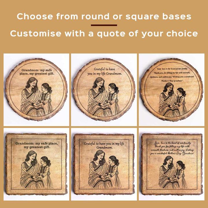 Personalized Hand Carved Engraved Mom And Daughter Theme Wooden Decorative Plaque