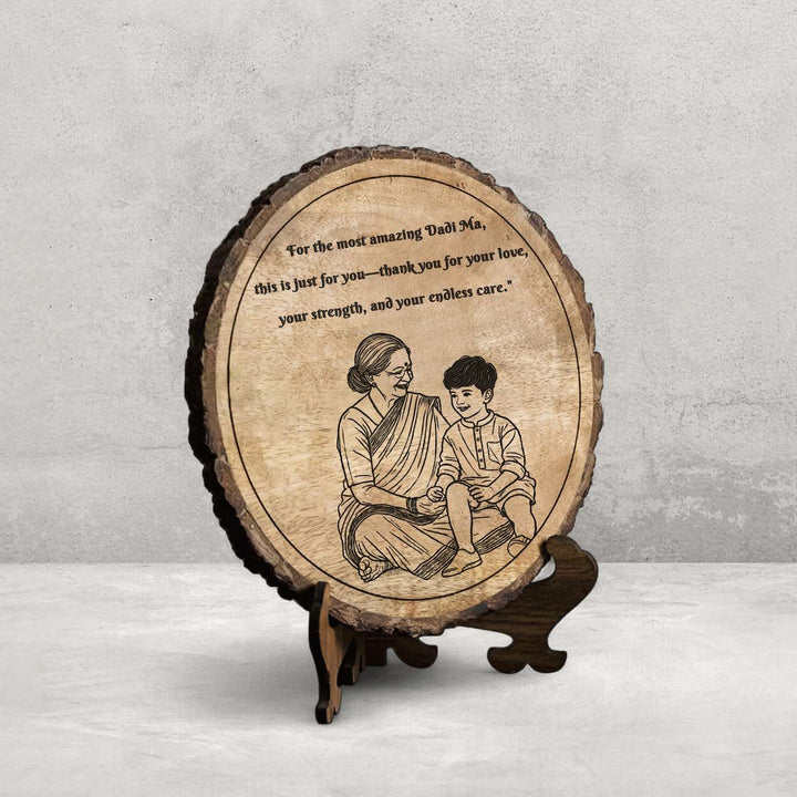 Personalized Hand Carved Engraved Dadi And Grandson Theme Wooden Decorative Plaque