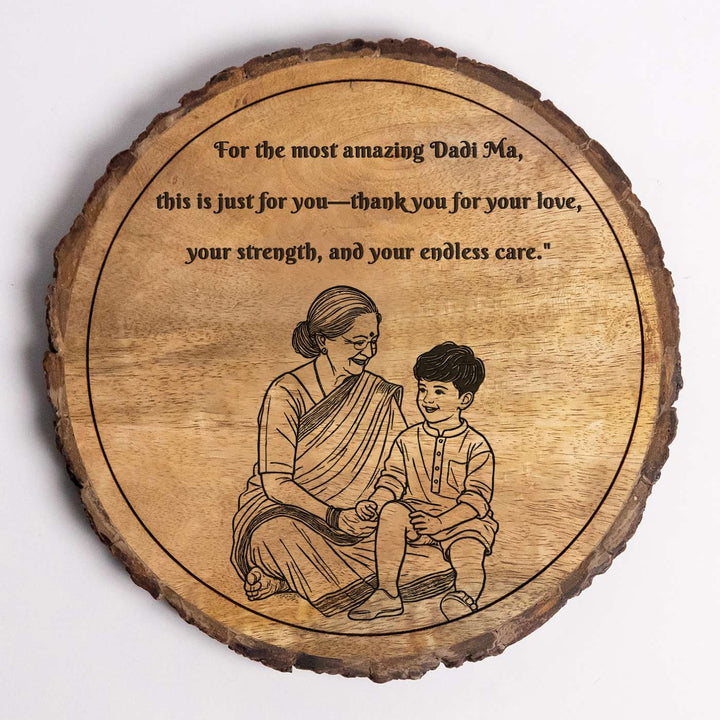 Personalized Hand Carved Engraved Dadi And Grandson Theme Wooden Decorative Plaque