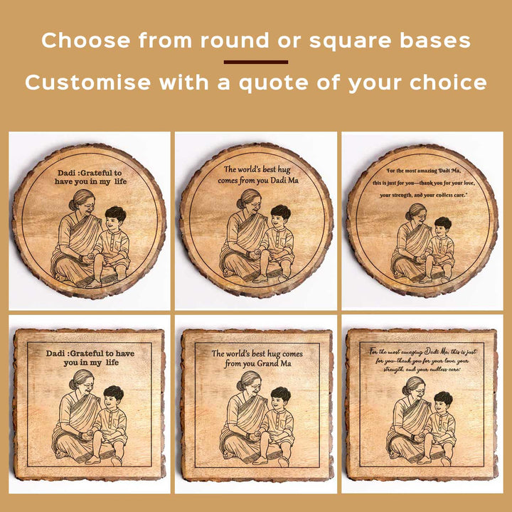 Personalized Hand Carved Engraved Dadi And Grandson Theme Wooden Decorative Plaque